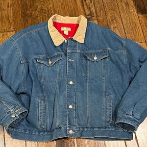 Vintage Sun River Fleece Lined Denim Jean Trucker Jacket XXL/XL Corduroy Collar